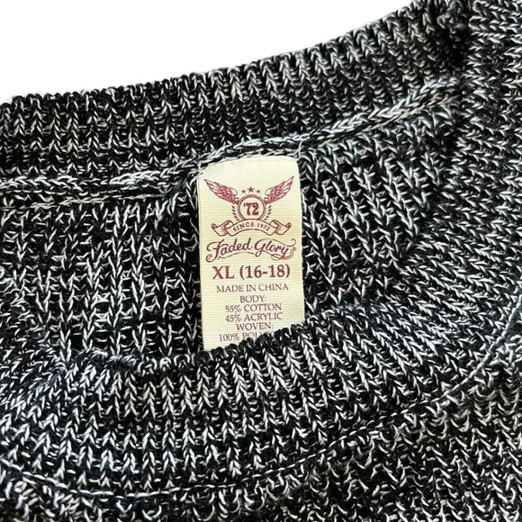 Faded Glory Black Crew Neck Sweater XL - Picture 3 of 3